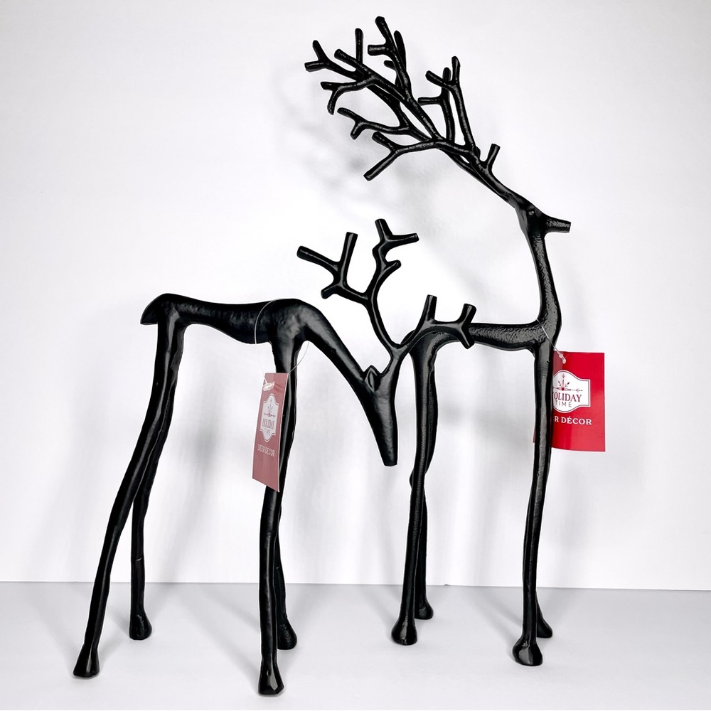 Set of 2 Viral TikTok Walmart Black Metal Reindeer Deer Decor